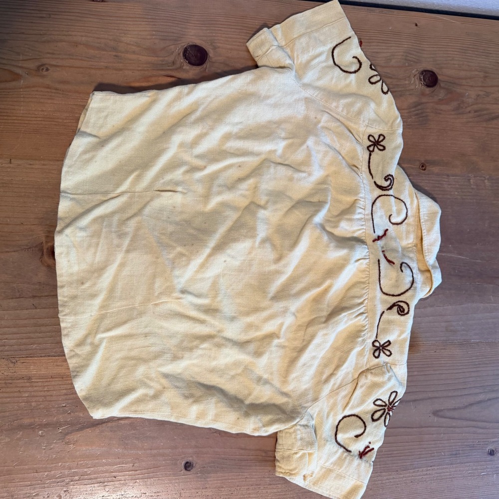 Vintage 50s Bullocks Sunkist Fashions Chain Stitched Yellow Blouse true vintage - Picture 8 of 11